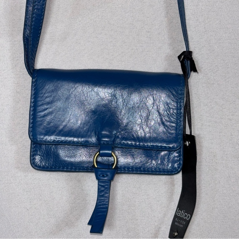 Latico Blue Soft Leather Crossbody Bag Minimalist